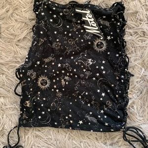 Motel Rocks Celestial Zodiac Bodycon Skirt Tie Up